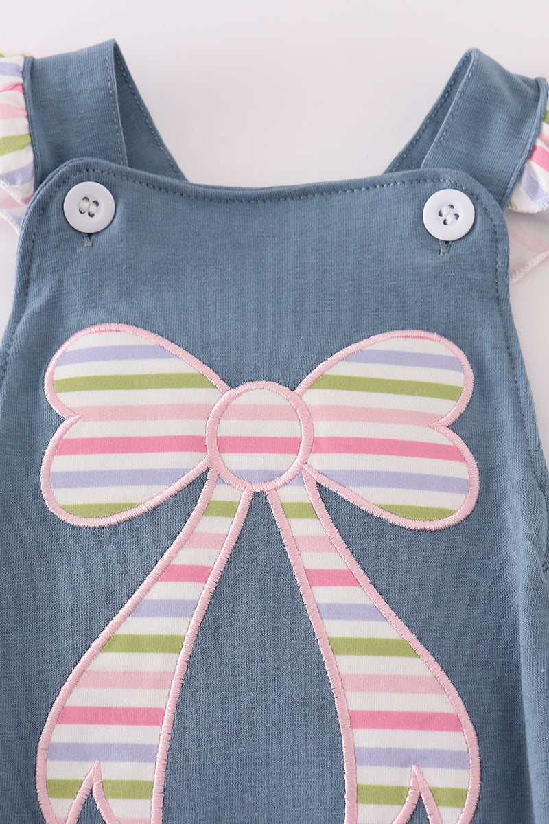 Blue bow applique girl bubble