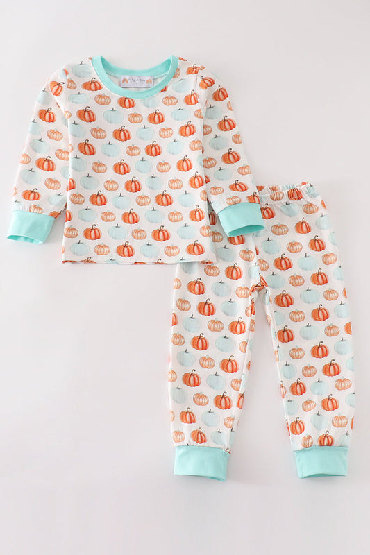 Pumkin print boy pajamas set