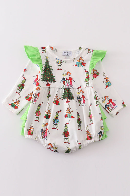 White grinch print girl bubble