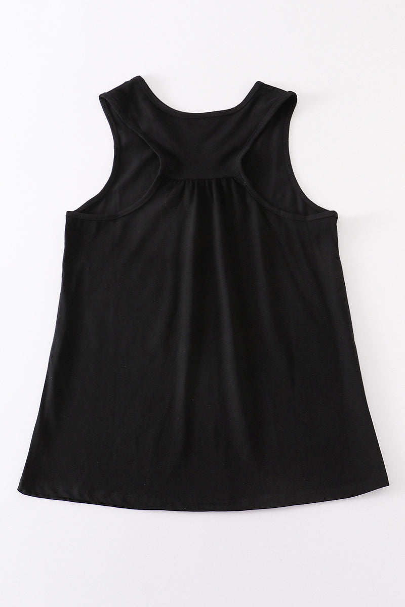 Black blank basic kids teens adult tank top