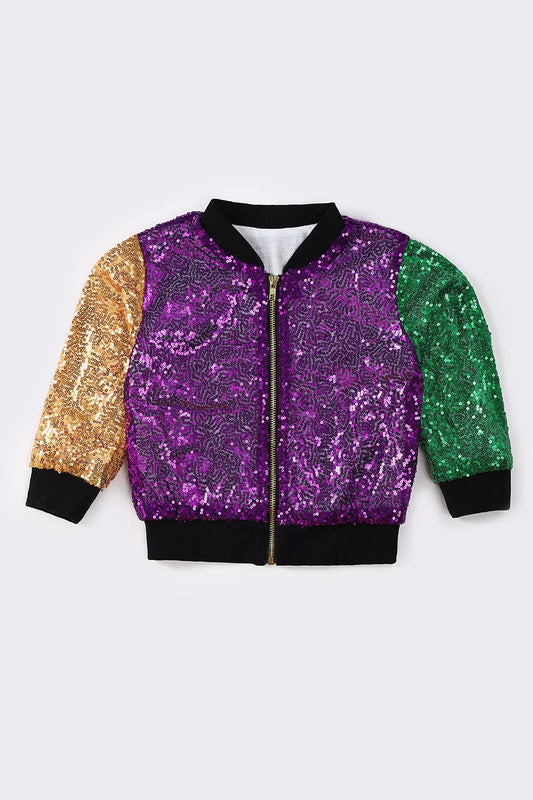 Purple sequin mardi gras girl jacket