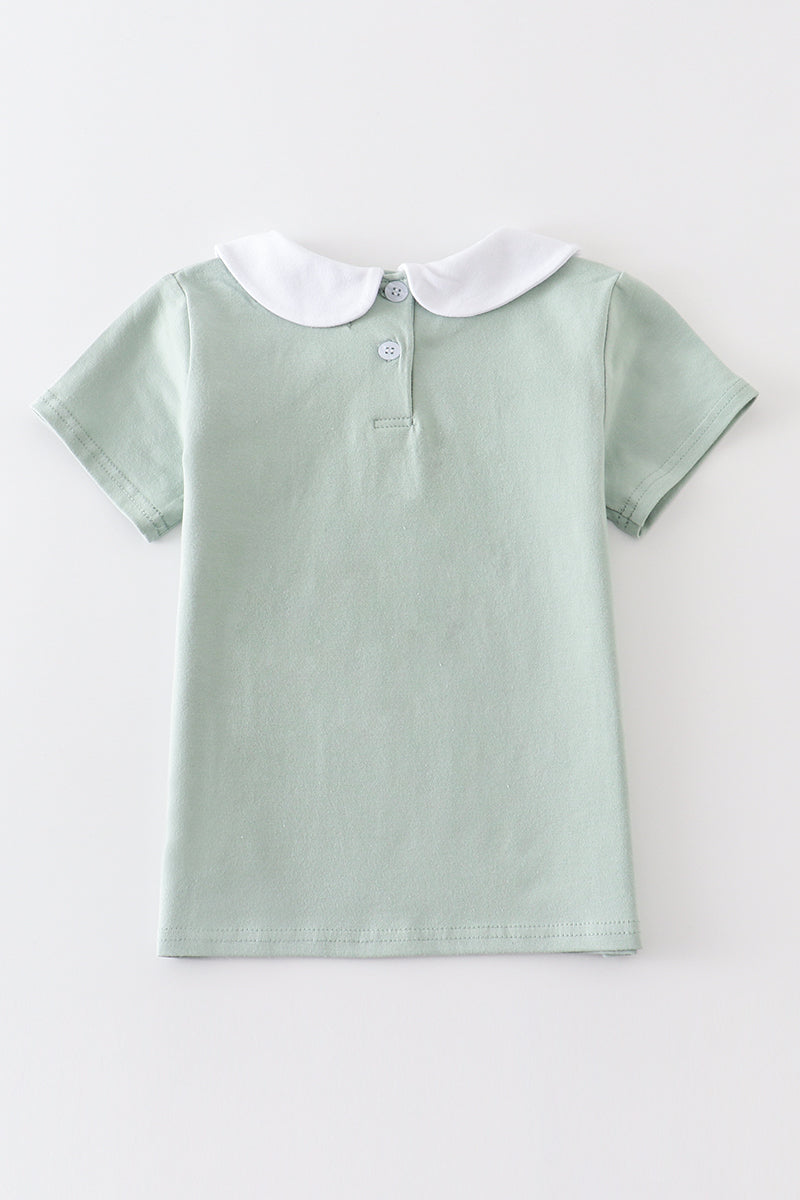 Premium Sage easter bunny embroidery boy top