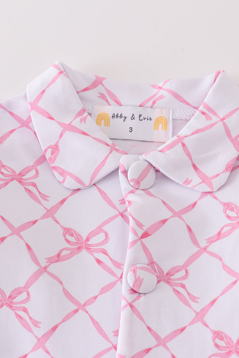 Premium Pink bow tie girl pajama set