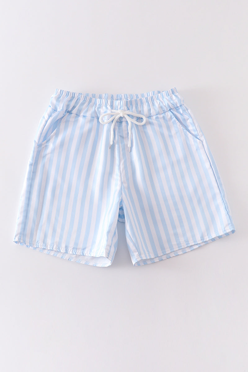 Blue stripe men swim trunks