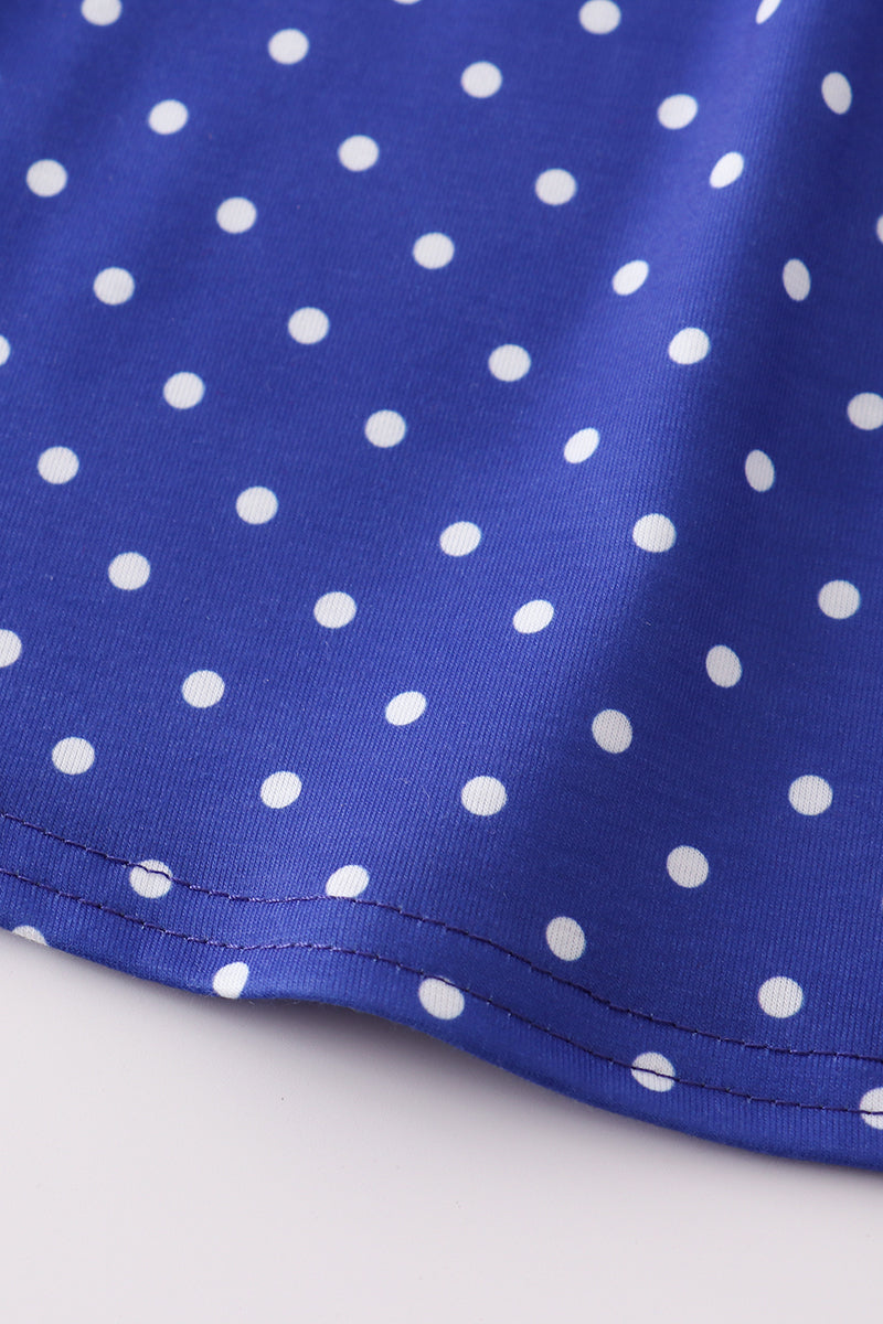 Blue patriotic flag applique dot dress