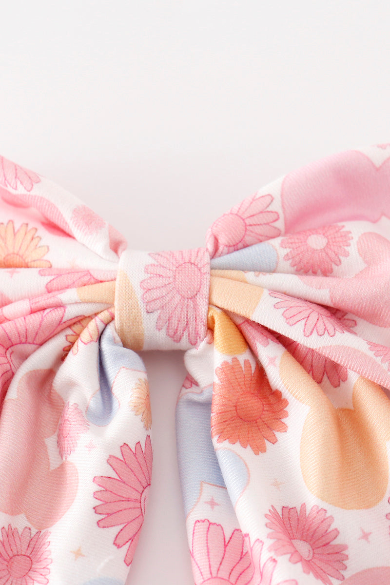 Pink character print hair sailor bow