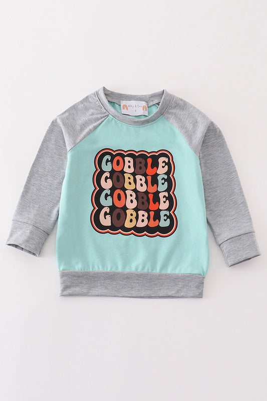 Thanksgiving gobble print boy top