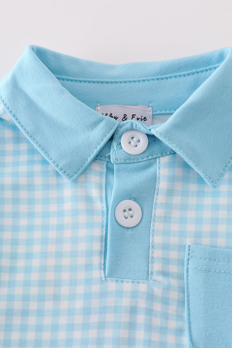 Blue gingham boy bubble