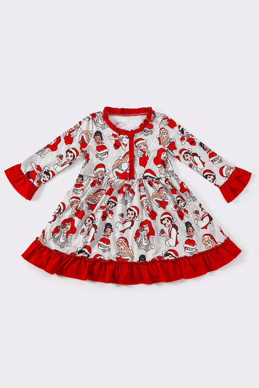 Red christmas princess girl gown