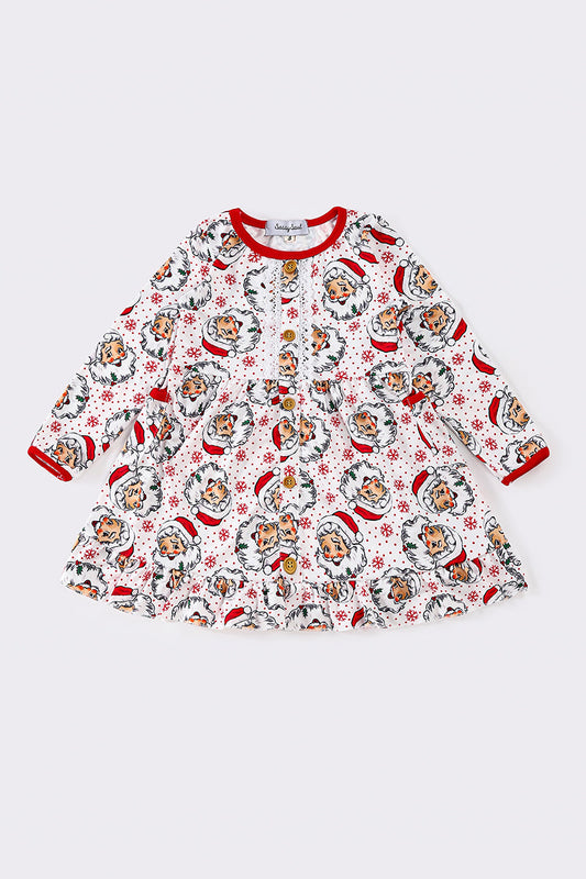 Red christmas santa print dress